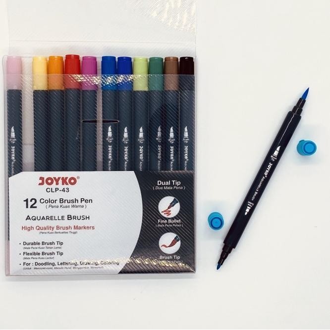 

Aquarelle Brush 12 Color Brush Pen Joyko Clp-43 |Murah