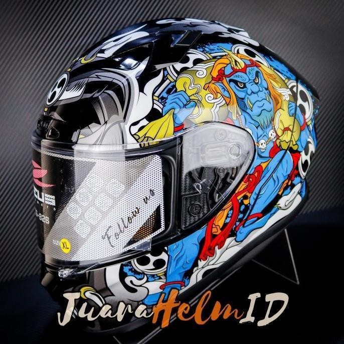 ZEUS HELM ZS826 / BLACK BK16 BLUE / ZS 826 - ZEUS 826 FLAT VISOR