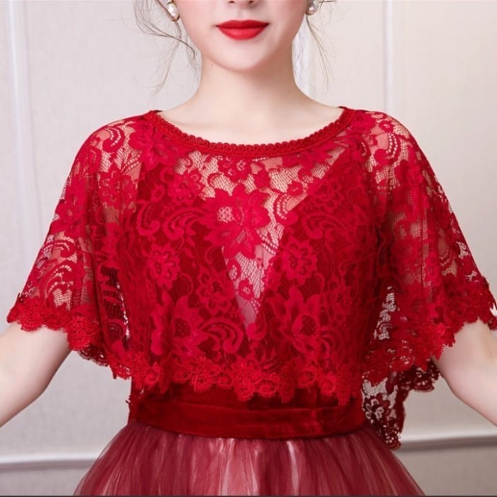 Baju Cardigan Bolero Korea,Rompi Kebaya Brukat Wanita Panjang Belakang