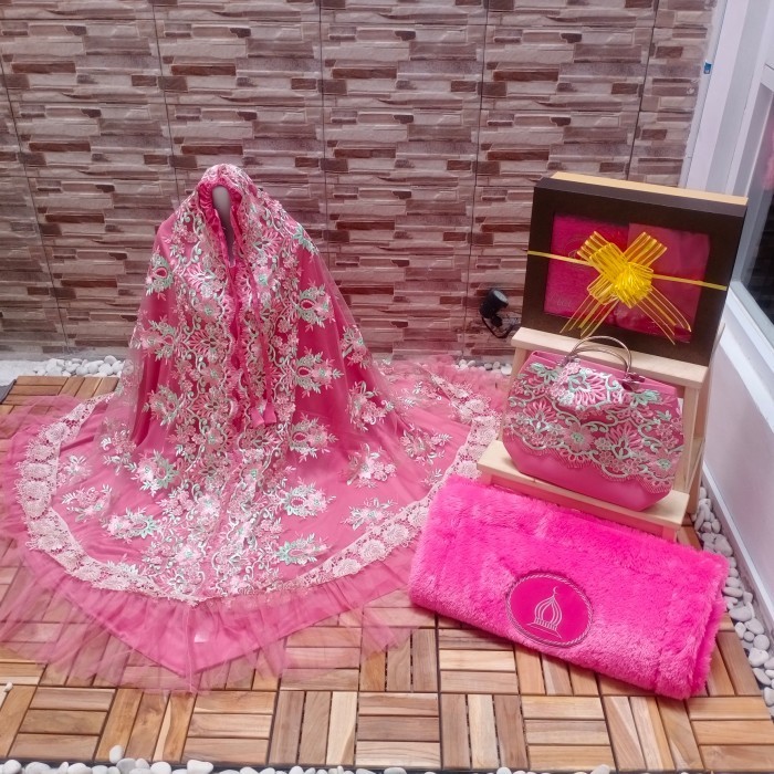 Paket Seserahan Mukena Brukat Pengantin Sajadah Travel Alquran Bulu