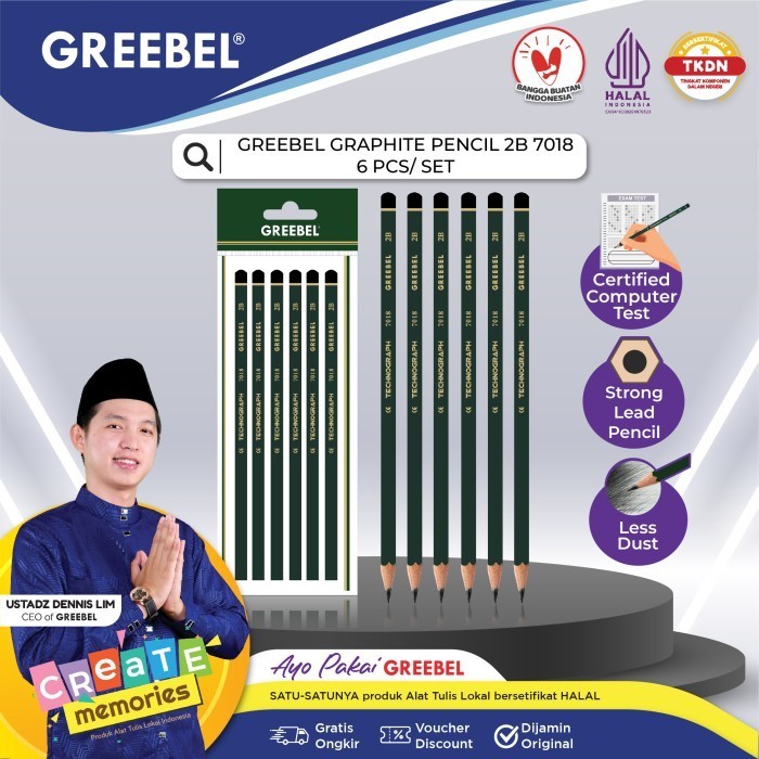 

Greebel Cil 2B 7018 (6 Pcs)/Sil Kayu Graphite Utk Ujian&Gambar