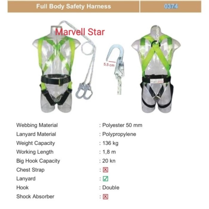 

Full Body Harness (Double Lanyard)Big Hook Excellent