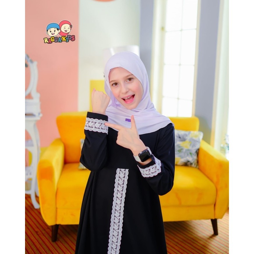 promo Gamis anak muslim perempuan hitam 10 tahun 8 6 tahun 5 12 tahun RG63
