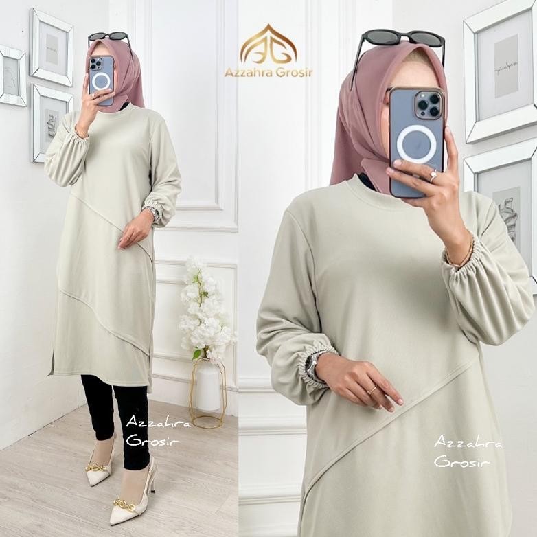 Termurah Am - Khaya Tunik Wanita Knit Rib Hanover Dress Muslim / 596-7748 Diskom