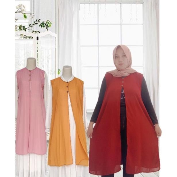 Big Sale Rr Outer Cardigan Ceruty Panjang Tanpa Lengan Outer Cardigan Ceruty Premium Grosir Promo