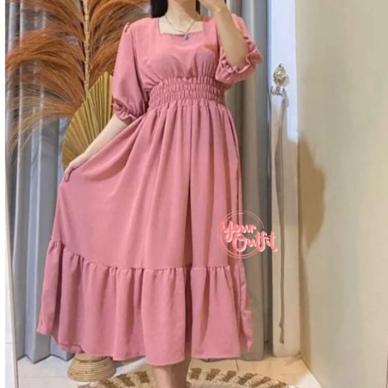 Daster Smok Kerut Dada Crinkle Airflow Premium Jumbo LD 120-130cm