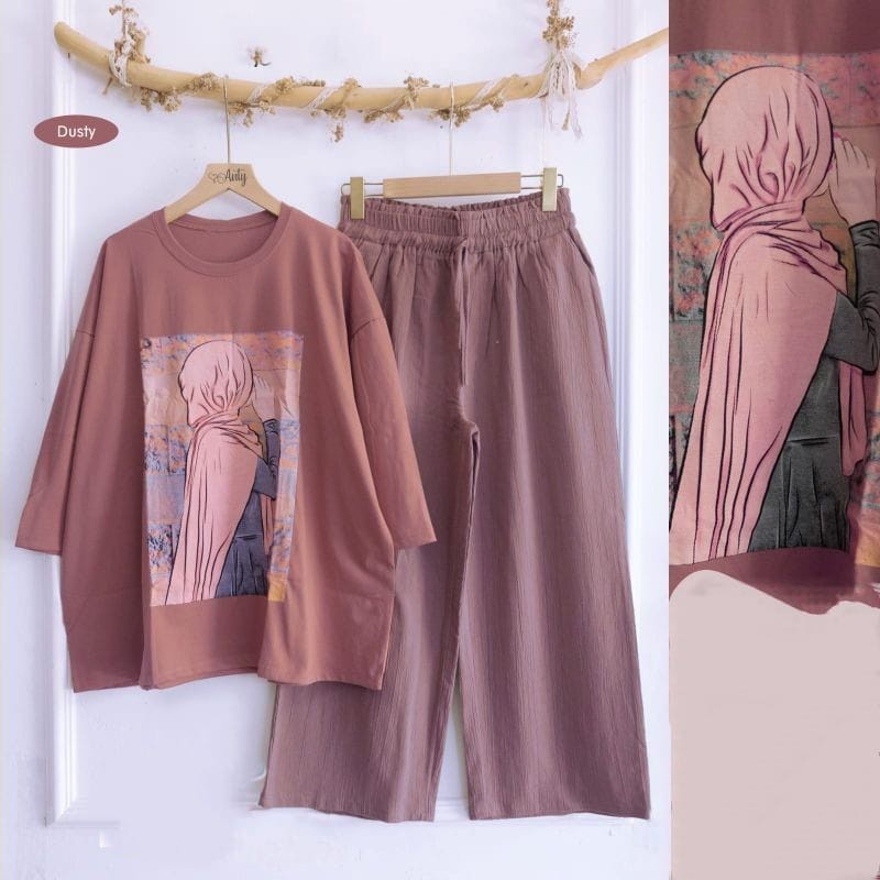 Glory Motif One Set Oneset Murah  Cod - Belle Set Setelan Baju Muslim 2In1 Fit To Xl Besar Matt Comb