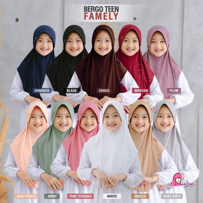 promo Bergo Anak Miulan Famely Teen Jilbab Anak Tali Samping Kerudung Polos