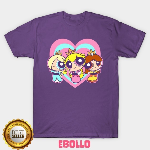 Baju Kaos Tshirt Princess Puff Girls Daisy Peach Rosalina Super Mario Bros The Powerpuff Video Game 