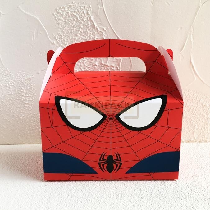

Silahkan Order] Gable box paper bag tas kertas snack ultah anak motif spiderman