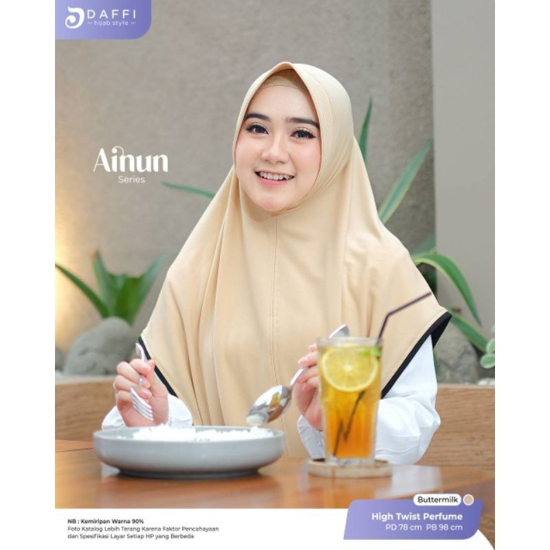 NEW PREMIUM DAILY HIJAB Ainun Daffi Hijab Terbaru Ori 2023 Bergo Instan Jumbo Jersey Perfume Premium