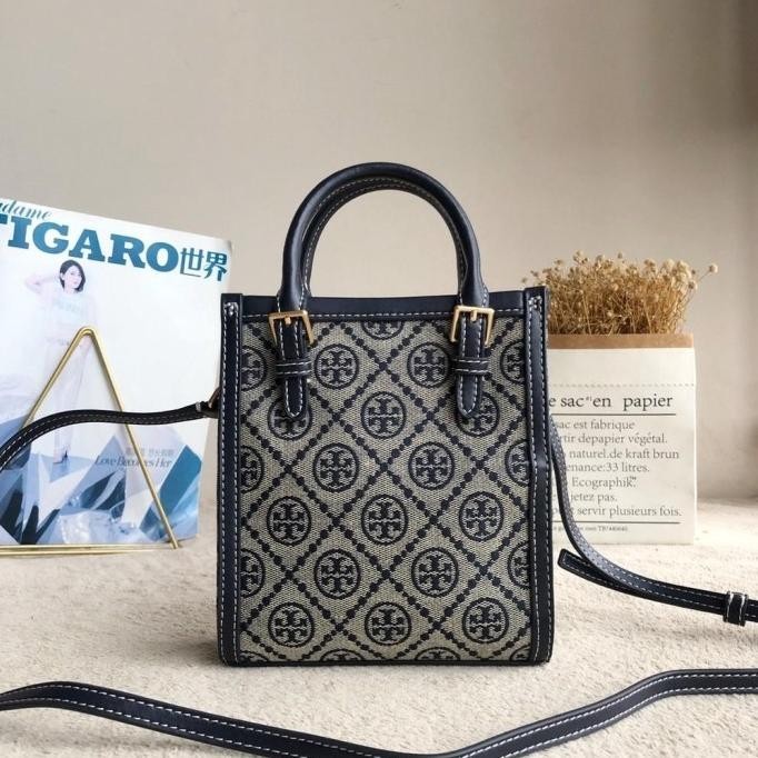 87146 88650 Tb Women Bag T Monogram Jacquard Mini Tote Sling Bag Thaliapateza