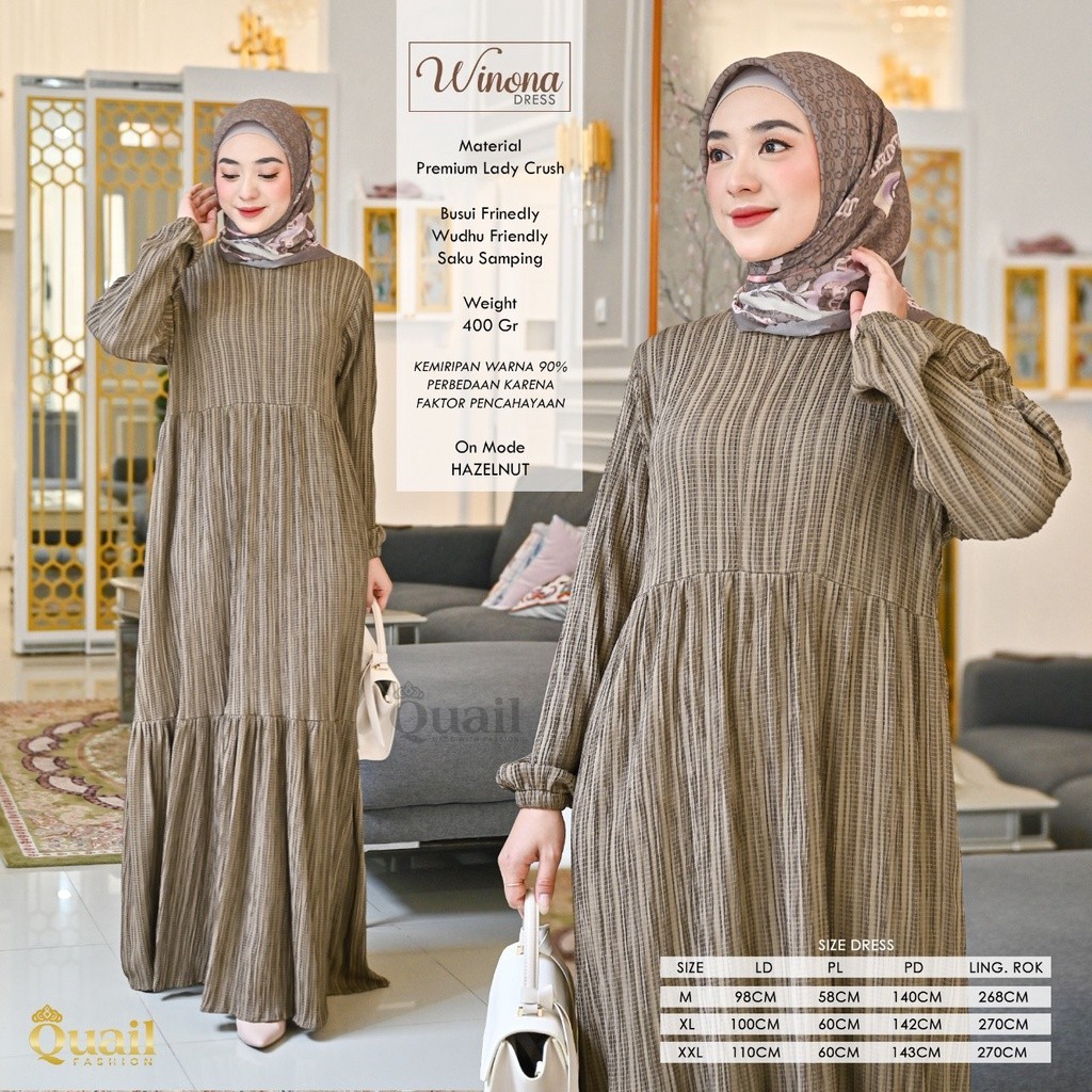 NEW PREMIUM DAILY HIJAB WINONA Dress Gamis Simpel Quail Hijab Bahan Premium Lady Crush Ori