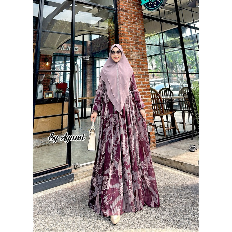NEW PREMIUM DAILY HIJAB Humaira99 gamis syari plisket HAIRIN 2/ syari Ayumi 1 motif abstrak bahan