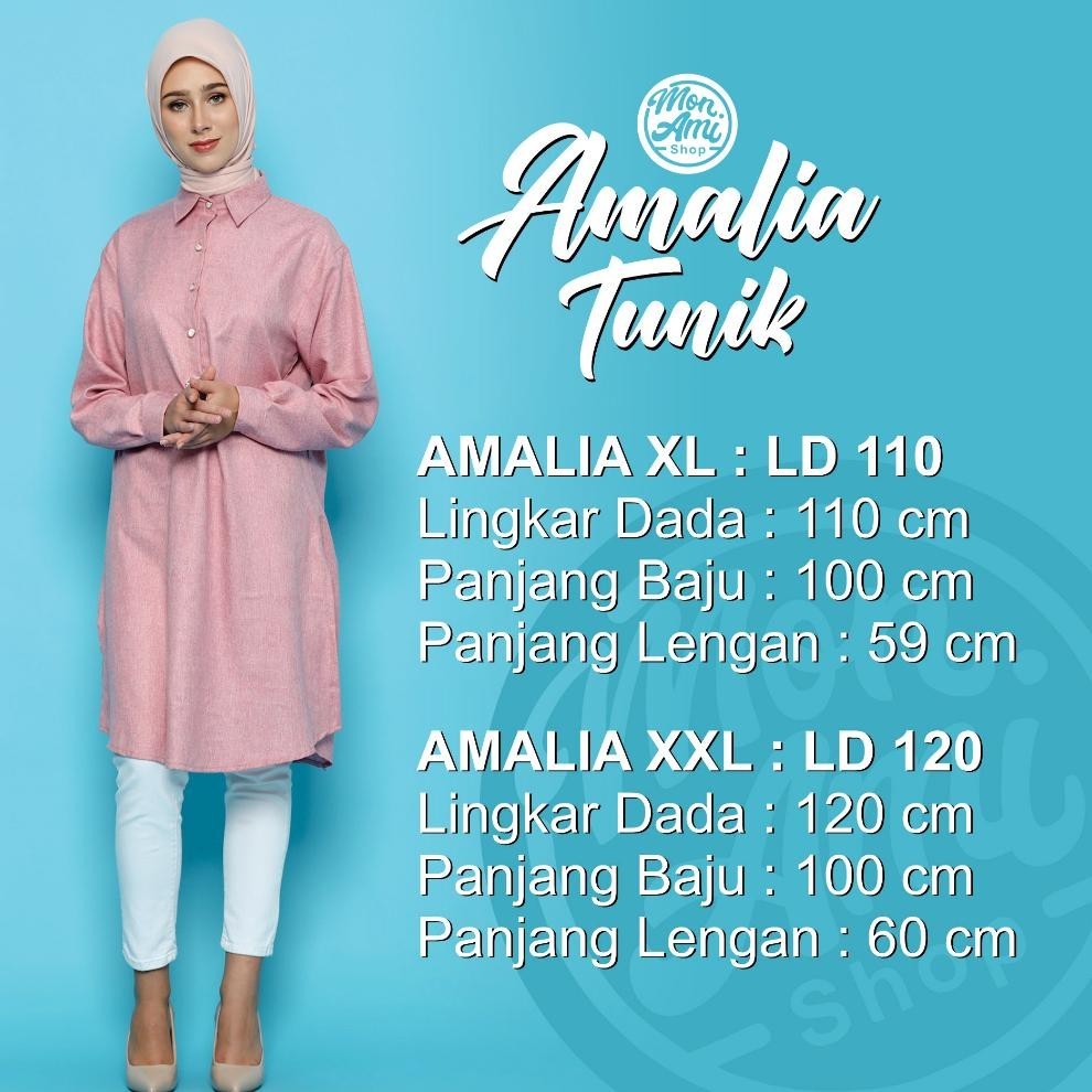 Ready Amalia Long Tunik Atasan Busana Muslim Wanita Belah Samping Bahan Katun Madinah Jumbo Ld 110 &