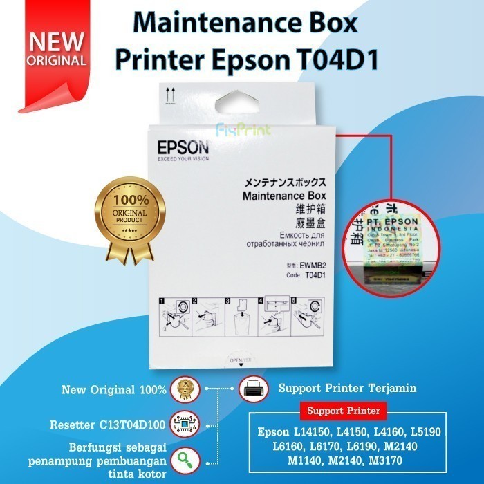 Original Epson T04D1 Maintenance Box Printer L6290 L6460 L6490 Chip