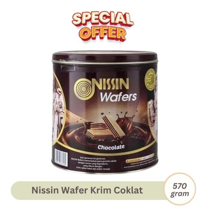 

KOMPLIT Nissin Wafers 570gr Chocolate Wafer Nisin Lapis Krim Coklat Kalengan