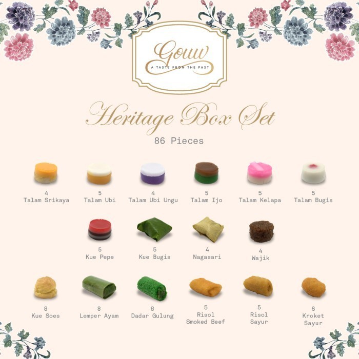 

BIG SALE Gouw Heritage Box Set of 86pcs - Kue Tampah & Jajanan Pasar
