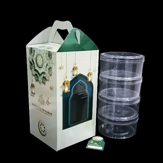Ready>>> (10 Pcs) Gift Box Dus Isi 4 Toples 500Gr Dus Lebaran Kotak Kue Kering Pacakaging Hampers Pa