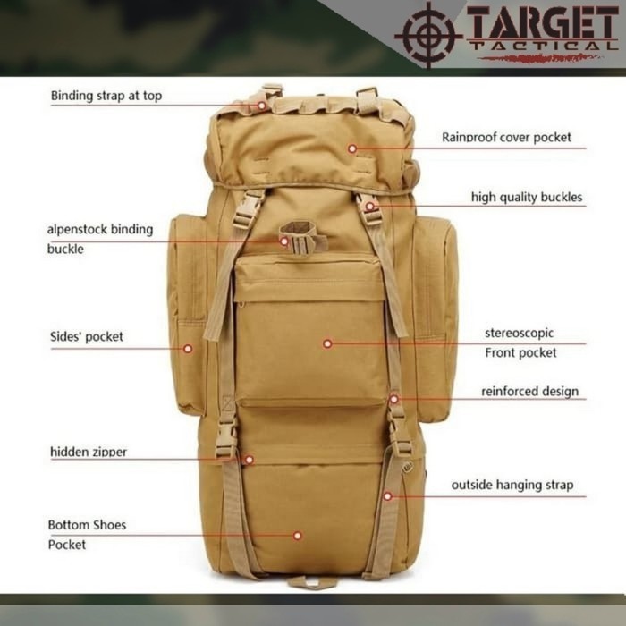 Tas Carrier Tactical 80L Silver Knight Usa Gunung Army - Hitam