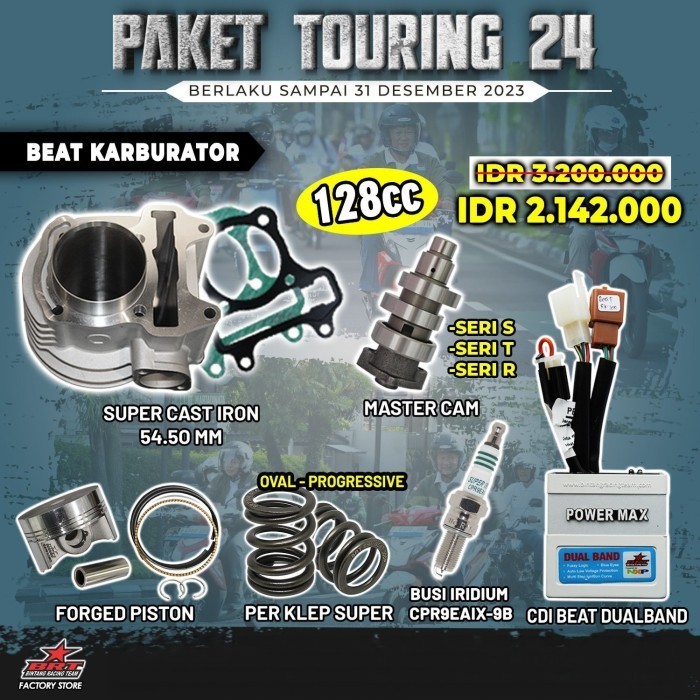 Brt Paket Bore Up Touring 1 Honda Beat / Scoopy Karbu Menjadi 128Cc