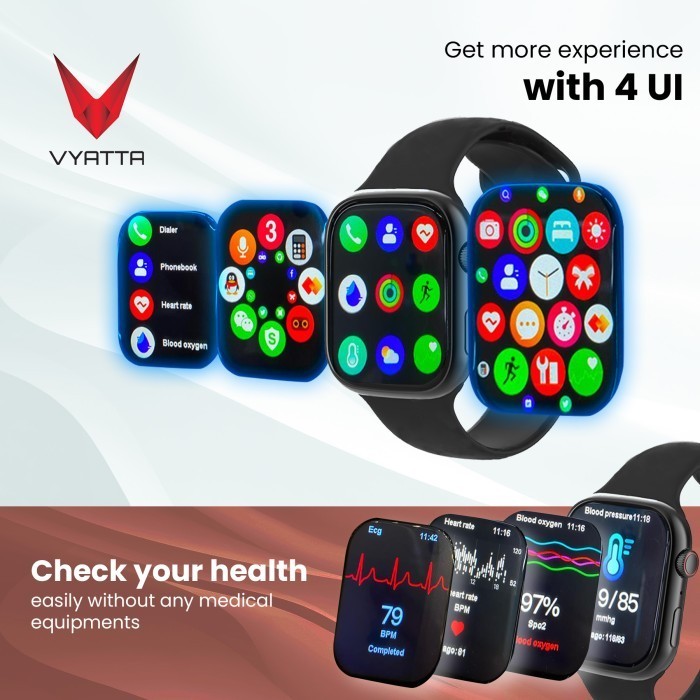 Vyatta Fitme U Smartwatch Hi Res Screen 2.09" Bluetooth Phone Call Ipx