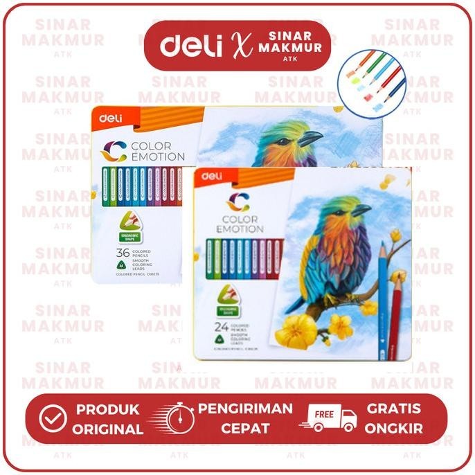 

Color Pencil 24 Colors/Pensil Warna Color Emotion Deli 24/36 Ec (Set)