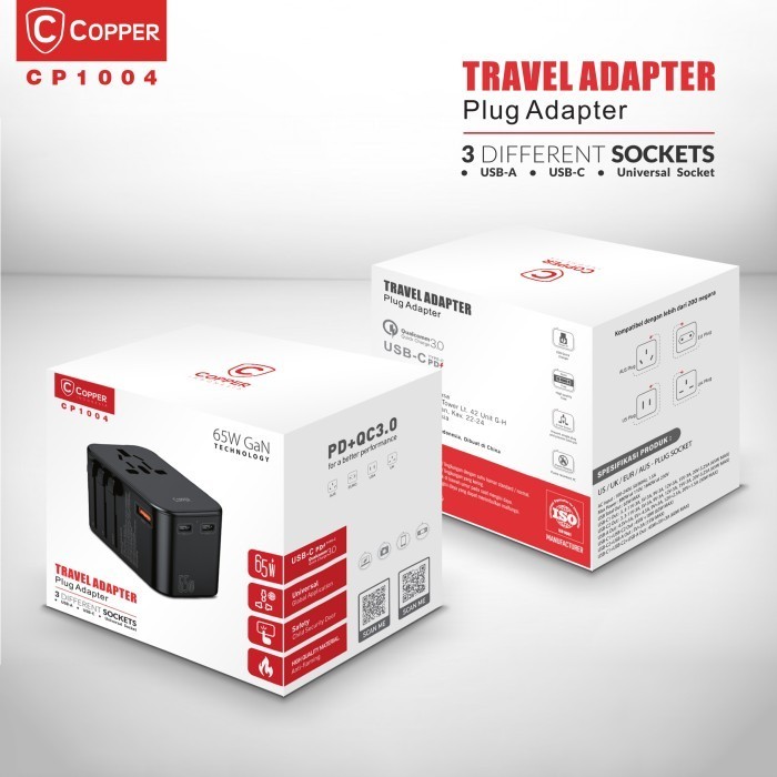 Copper Cp1004 Universal Gan Travel Adapter 65W - Super Fastcharging