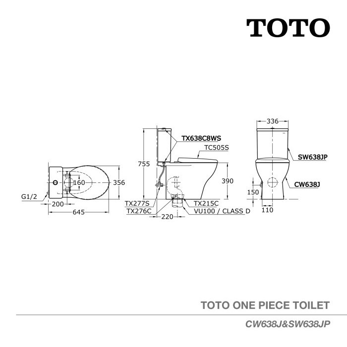 Toto Closet Cw638J/Sw638Jp Closet Duduk - Kloset - Kloset Duduk