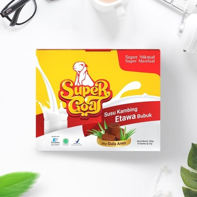 

Susu kambing bubuk SUPERGOAT rasa gula aren isi 10 saset E88A