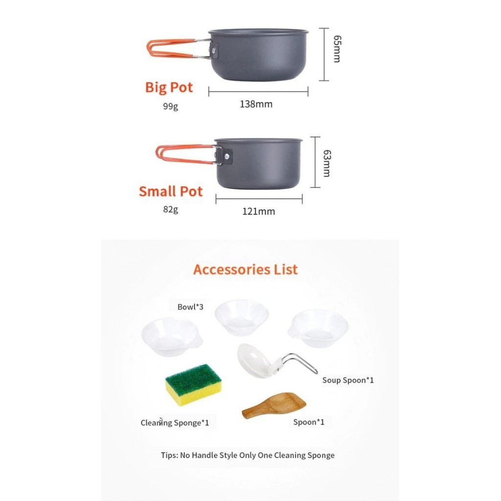 Cooking Set / Nesting Panci Wajan Camping Naturehike Nh18T018-G