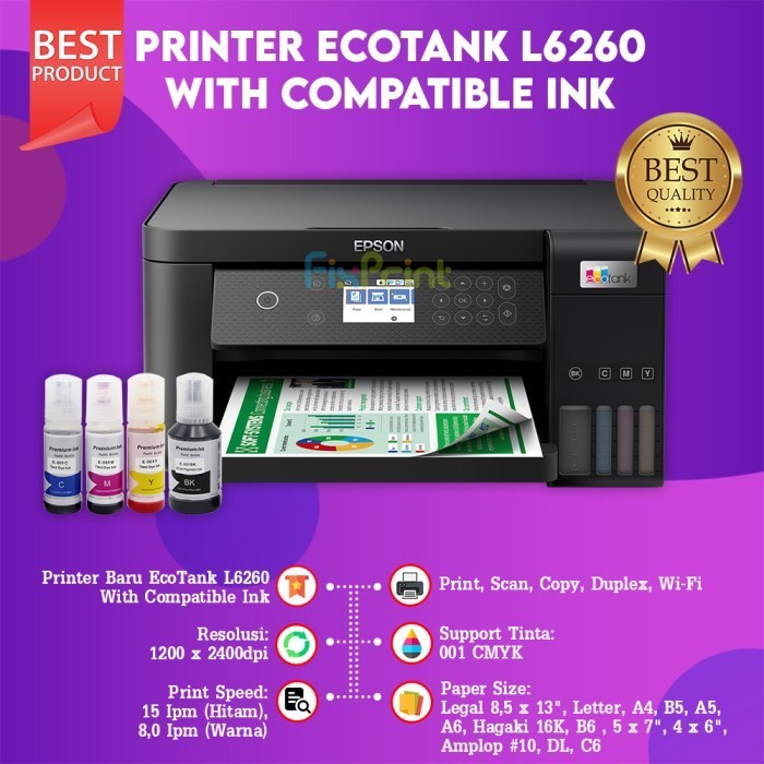 Printer Epson L6190 Aio Wireless Duplex Fax Adf Garansi Resmi L 6190