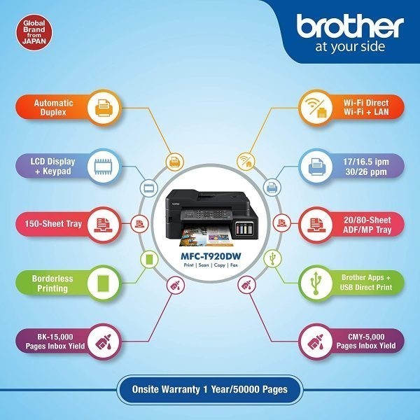 Printer Brother Dcp-T920Dw T920 4 In 1 Adf Garansi Resmi 3 Tahun