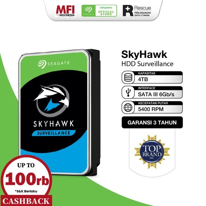 Seagate Skyhawk Hdd / Hardisk Surveillance Cctv 4Tb Sata