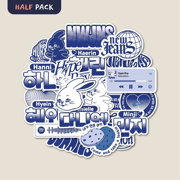 

Sticker Pack Newjeans Blue Stiker Kpop Tumbler Laptop Koper Helm