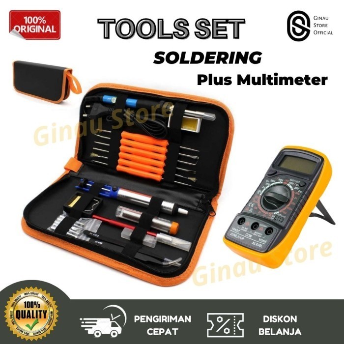 TOOL KIT PAKET SET SOLDER IRON 60 W LENGKAP DENGAN MULTITESTER DIGITAL
