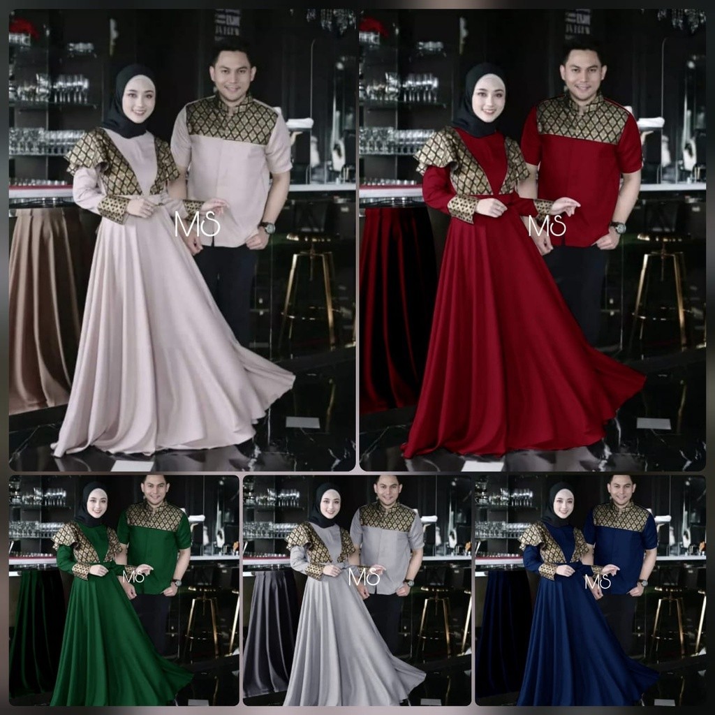 Couple Batik Gamis Ayuma Lilac ( Jilbab) Couple Sarimbit Ke 2 Ukuran L Dan Xl Cp Prinsa Batik Pakaia