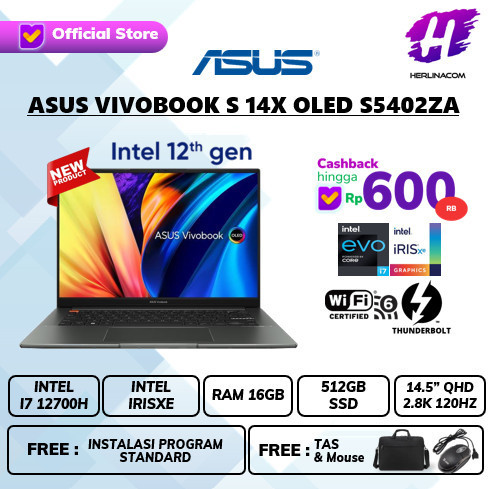Asus Vivobook S 14X Oled S5402Za I7 12700H Ram 16Gb 512Gb Ssd Win 11