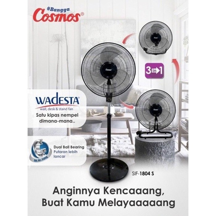 Cosmos 3 In 1 Stand Fan , Desk Fan , Wall Fan / Kipas Angin Sif-1804 S