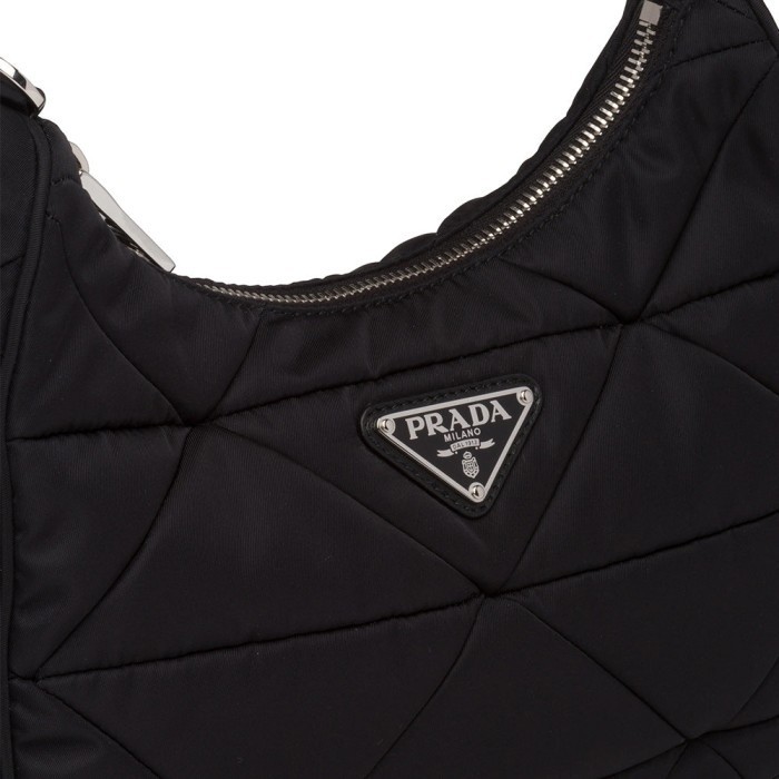 Prada Re-Nylon Padded Hobo Bag Black