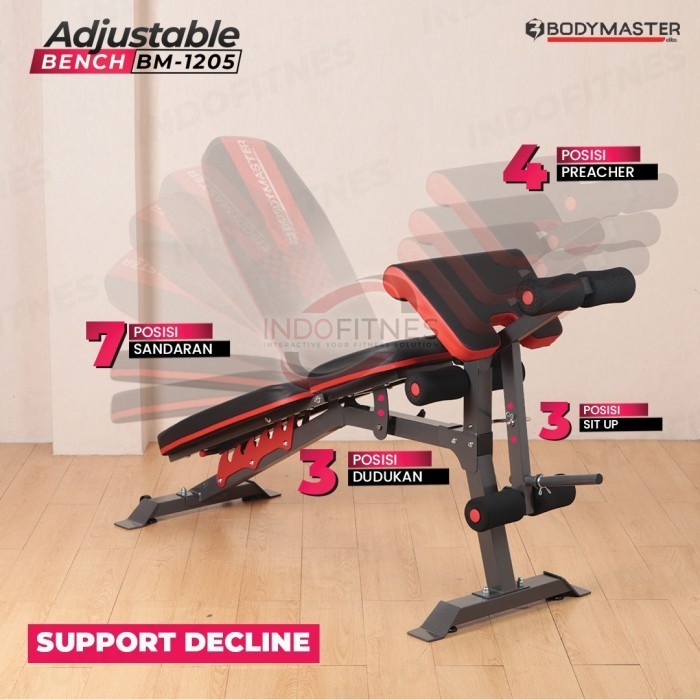 Bodymaster Adjustable Bench Bm-1205He - Bangku Kursi Sit Up Gym Fitnes Termurah Terlaris Promo