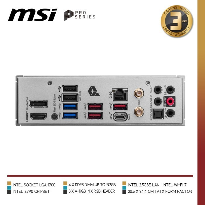 Msi Pro Z790-A Max Wifi Motherboard Intel Z790 Lga 1700 Ddr5 Atx