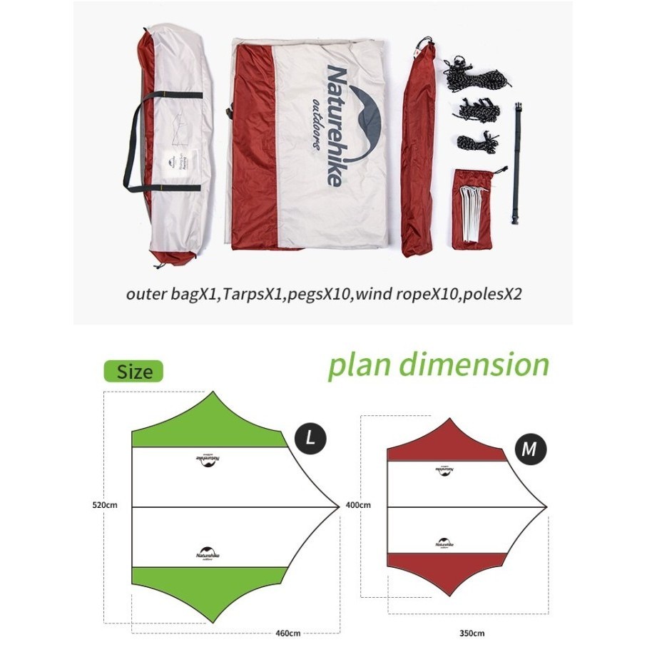 Flysheet Hexagon Naturehike Nh16T012-S Tenda Vestibule Shelter Camping