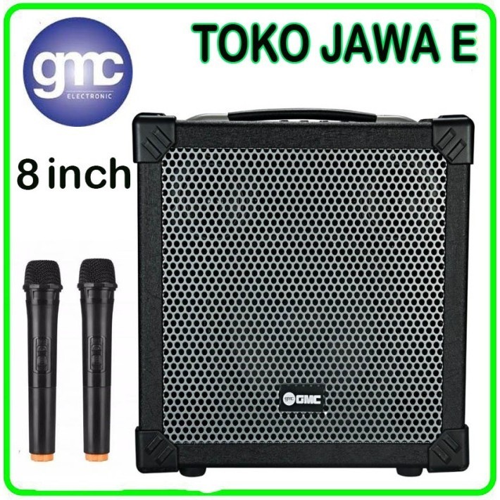 Speaker Bluetooth Portable Gmc 888R - 8 Inch + Mic Werles 2 Pcs
