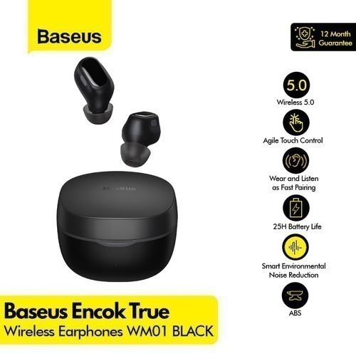 Baseus Encok Wm01 Wm-01 Tws True Wireless Earbuds Bluetooth Earphone