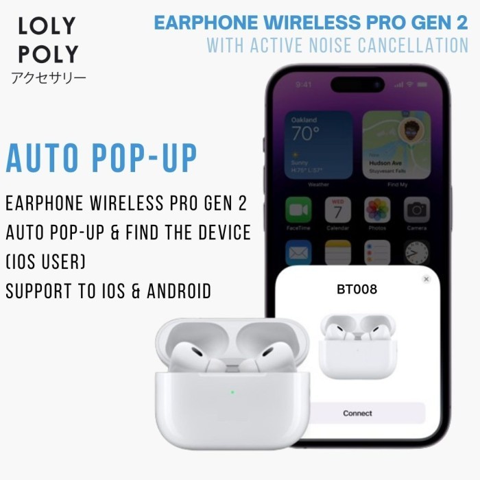 Lolypoly Earphone Tws Earpod Pro Gen 2 Support Wireless Charger Anc