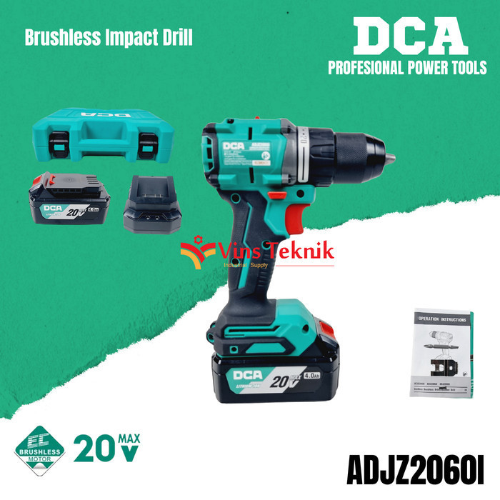 Dca Cordless Impact Drill 13Mm Adjz2060I Adjz2060 Bor Baterai Dca