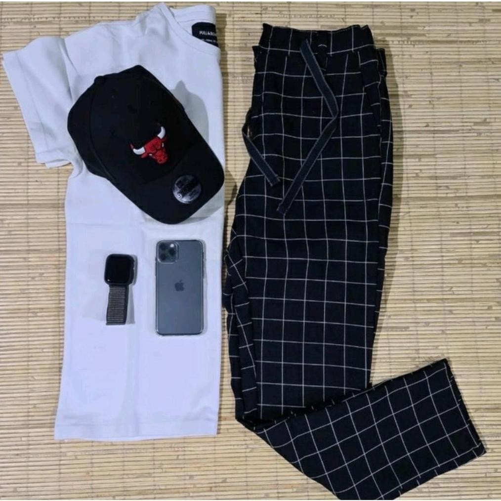 Big Sale SETELAN CELANA TARTAN / 1 SET BAJU DAN CELANA TARTAN PRIA / CELANA TARTAN PRIA KOTAK KOTAK 