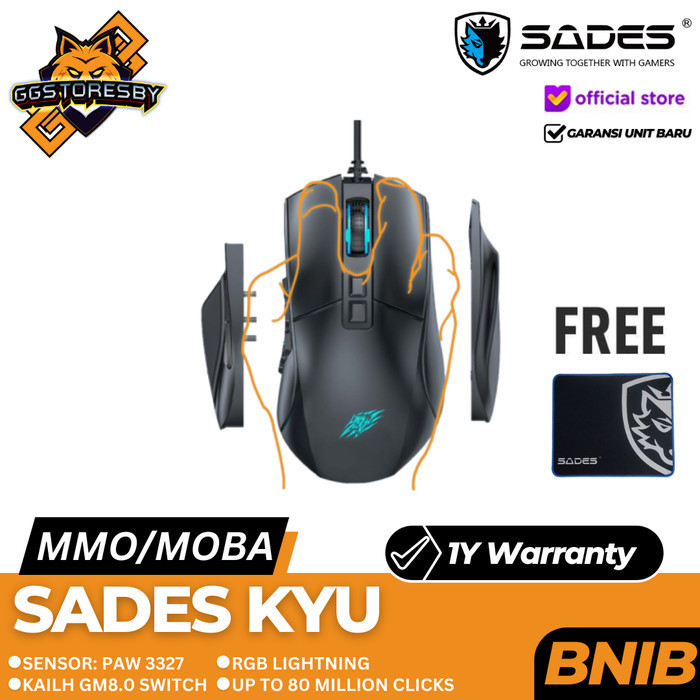 Sades Kyu Mmo/Moba Rgb Gaming Mouse
