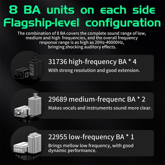 Kz As16 Pro Metal In Ear Earphone 8 Ba With Mic